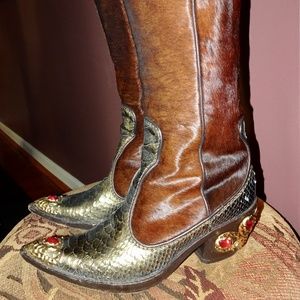 Giuseppe Zanotti Leather/Pony hair Jewel boots